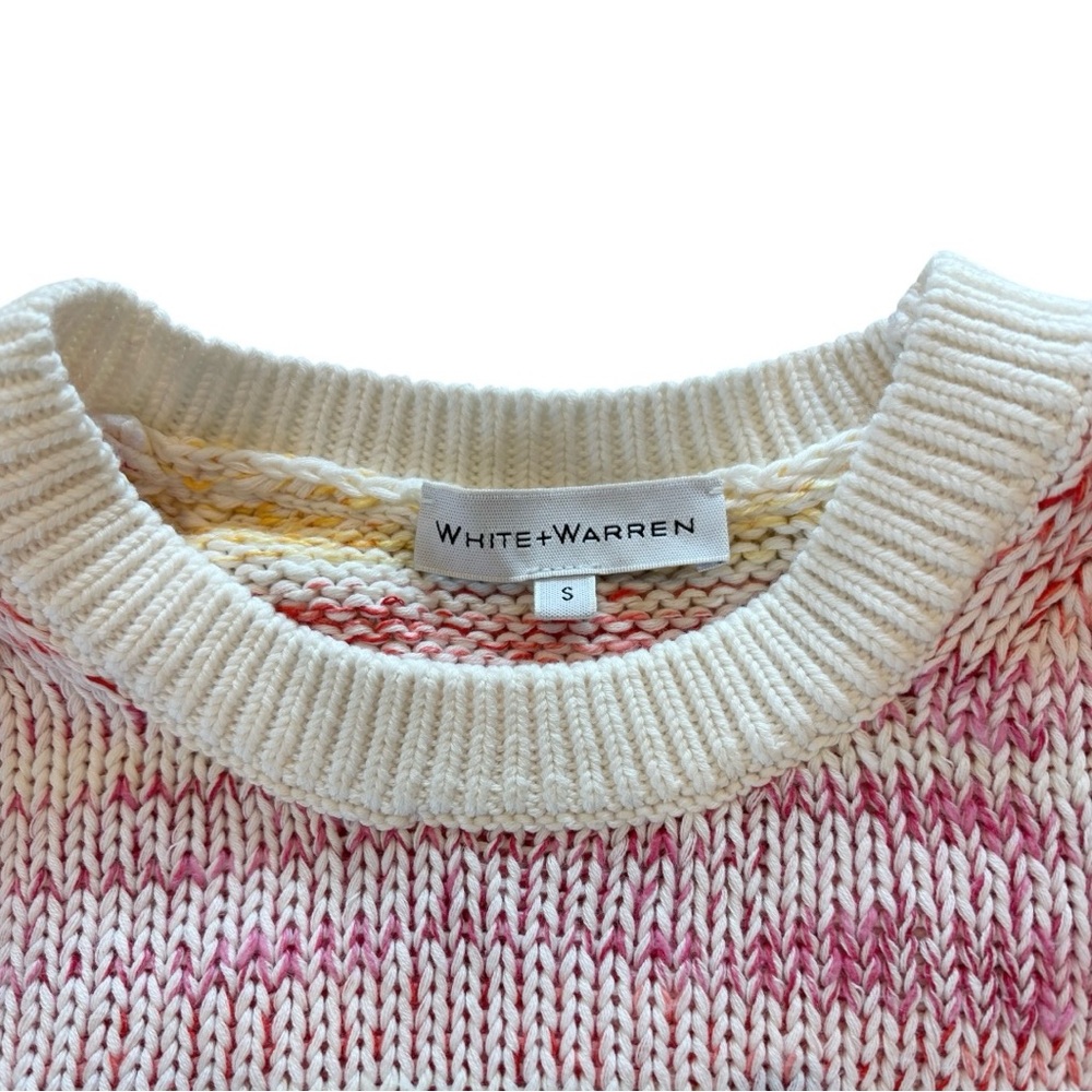 White + Warren Rainbow Crewneck Cotton Linen Sweater Small EUC - Picture 6 of 7
